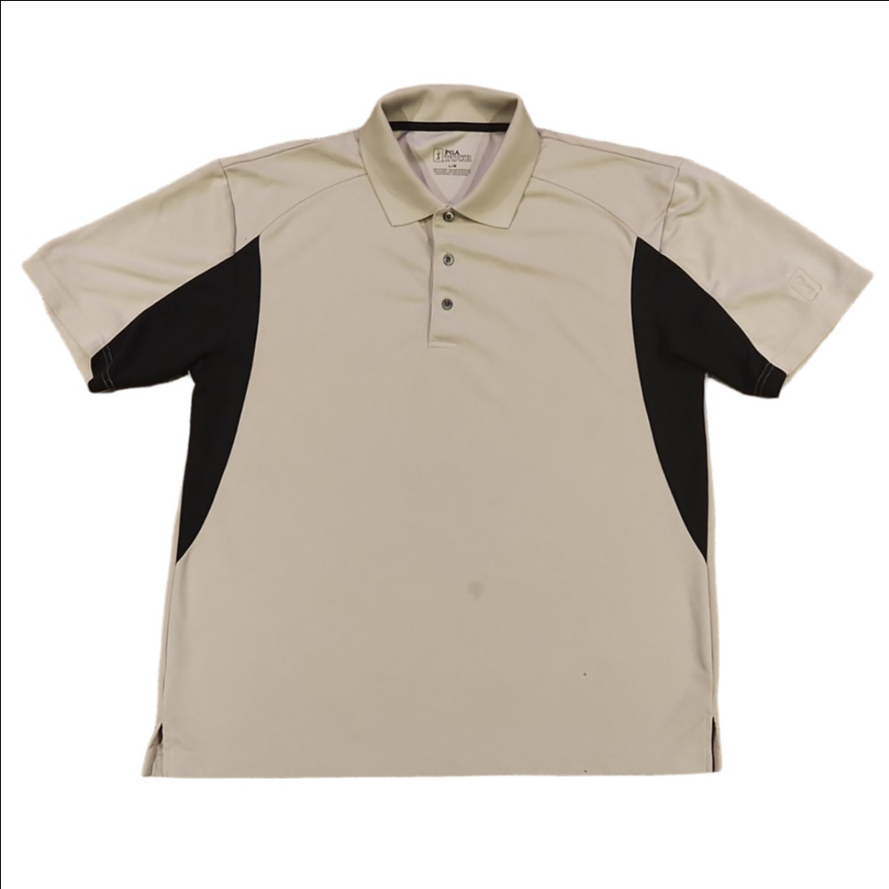 3/$20 PGA Tour Cream & Black Golf Polo Shirt